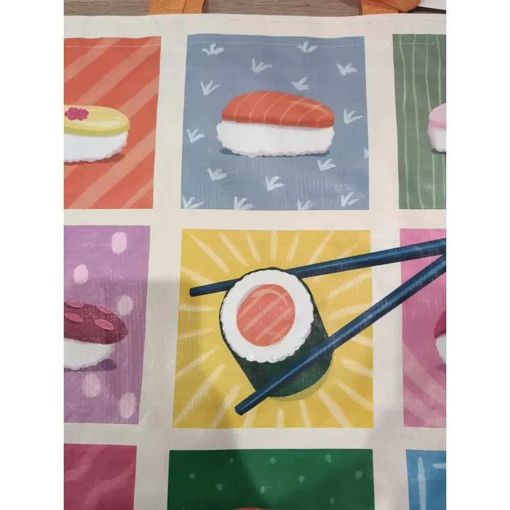 Sushi‎ Nigri Orange Collage Shopping Bag Reusable Large Tote Gift TJMaxx New